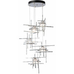 Tura Round Multi Light Pendant - Sterling / Cast Glass