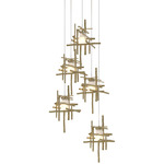 Tura Round Multi Light Pendant - Modern Brass / Cast Glass