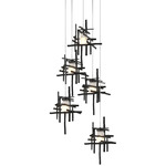 Tura Round Multi Light Pendant - Ink / Cast Glass