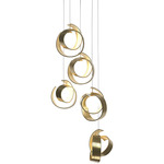 Riza Round Multi Light Pendant - Modern Brass / Opal