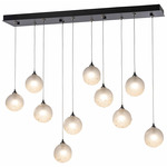 Fritz Linear Multi Light Pendant - Black / Frosted