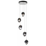 Chrysalis Small Shades Round 5 Light Pendant - White / Black Crystal