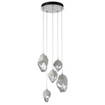Chrysalis Mixed Shades Round 5 Light Pendant - White / White Crystal