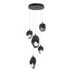 Chrysalis Mixed Shades Round 5 Light Pendant - Black / Black Crystal