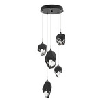 Chrysalis Mixed Shades Round 5 Light Pendant - Ink / Black Crystal