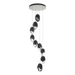 Chrysalis Large Shades Round 5 Light Pendant - White / Black Crystal