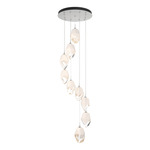 Chrysalis Large Shades Round 5 Light Pendant - White / White Crystal