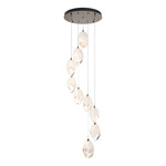 Chrysalis Large Shades Round 5 Light Pendant - Bronze / White Crystal