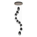 Chrysalis Large Shades Round 5 Light Pendant - Bronze / Black Crystal