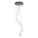 Chrysalis Large Shades Round 5 Light Pendant - Dark Smoke / White Crystal