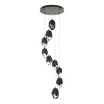 Chrysalis Large Shades Round 5 Light Pendant - Dark Smoke / Black Crystal