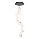 Chrysalis Large Shades Round 5 Light Pendant - Black / White Crystal