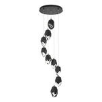 Chrysalis Large Shades Round 5 Light Pendant - Black / Black Crystal