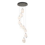 Chrysalis Large Shades Round 5 Light Pendant - Natural Iron / White Crystal
