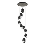 Chrysalis Large Shades Round 5 Light Pendant - Natural Iron / Black Crystal