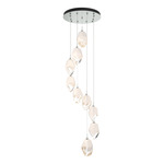 Chrysalis Large Shades Round 5 Light Pendant - Vintage Platinum / White Crystal