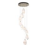 Chrysalis Large Shades Round 5 Light Pendant - Soft Gold / White Crystal