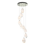 Chrysalis Large Shades Round 5 Light Pendant - Sterling / White Crystal