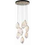 Chrysalis Large Shades Round 5 Light Pendant - Modern Brass / White Crystal