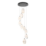 Chrysalis Large Shades Round 5 Light Pendant - Ink / White Crystal