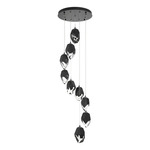 Chrysalis Large Shades Round 5 Light Pendant - Ink / Black Crystal