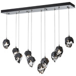 Chrysalis Small Shades Linear Multi Light Pendant - Sterling / Black Crystal