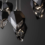 Chrysalis Large Shades Linear Multi Light Pendant - Sterling / Black Crystal
