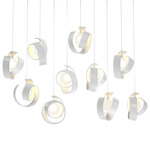 Riza Linear Multi Light Pendant - White / Opal