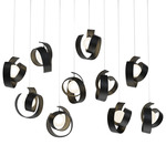 Riza Linear Multi Light Pendant - Black / Opal