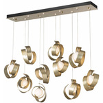 Riza Linear Multi Light Pendant - Modern Brass / Opal