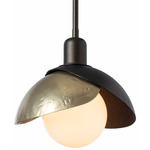 Brooklyn Mini Double Shade Stem Pendant - Oil Rubbed Bronze / Modern Brass