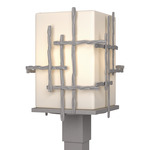 Tura Outdoor Post Light - Coastal Burnished Steel / Opal