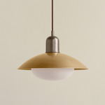 Brass Arundel Mushroom Pendant - Pewter / Brass Shade