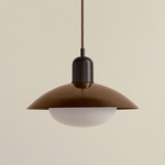 Brass Arundel Mushroom Pendant - Blackened Brass / Patina Brass Shade