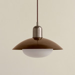 Brass Arundel Mushroom Pendant - Pewter / Patina Brass Shade