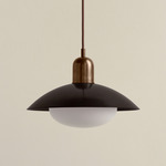 Brass Arundel Mushroom Pendant - Patina Brass / Blackened Brass Shade