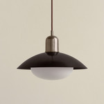 Brass Arundel Mushroom Pendant - Pewter / Blackened Brass Shade