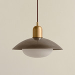 Brass Arundel Mushroom Pendant - Brass / Pewter Shade