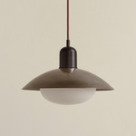 Brass Arundel Mushroom Pendant - Blackened Brass / Pewter Shade