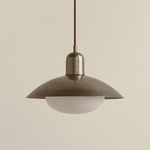Brass Arundel Mushroom Pendant - Pewter / Pewter Shade