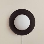 Brass Arundel Mushroom Surface Mount - Patina Brass Canopy / Blackened Brass Shade