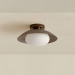 Brass Arundel Mushroom Surface Mount - Patina Brass Canopy / Pewter Shade