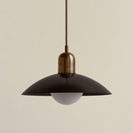 Brass Arundel Orb Pendant - Patina Brass / Blackened Brass Shade