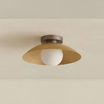 Brass Arundel Orb Surface Mount - Pewter Canopy / Brass Shade