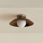 Brass Arundel Orb Surface Mount - Pewter Canopy / Patina Brass Shade