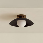Brass Arundel Orb Surface Mount - Patina Brass Canopy / Blackened Brass Shade