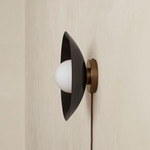 Brass Arundel Orb Surface Mount - Patina Brass Canopy / Blackened Brass Shade