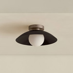 Brass Arundel Orb Surface Mount - Pewter Canopy / Blackened Brass Shade