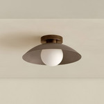 Brass Arundel Orb Surface Mount - Patina Brass Canopy / Pewter Shade