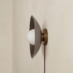 Brass Arundel Orb Surface Mount - Patina Brass Canopy / Pewter Shade